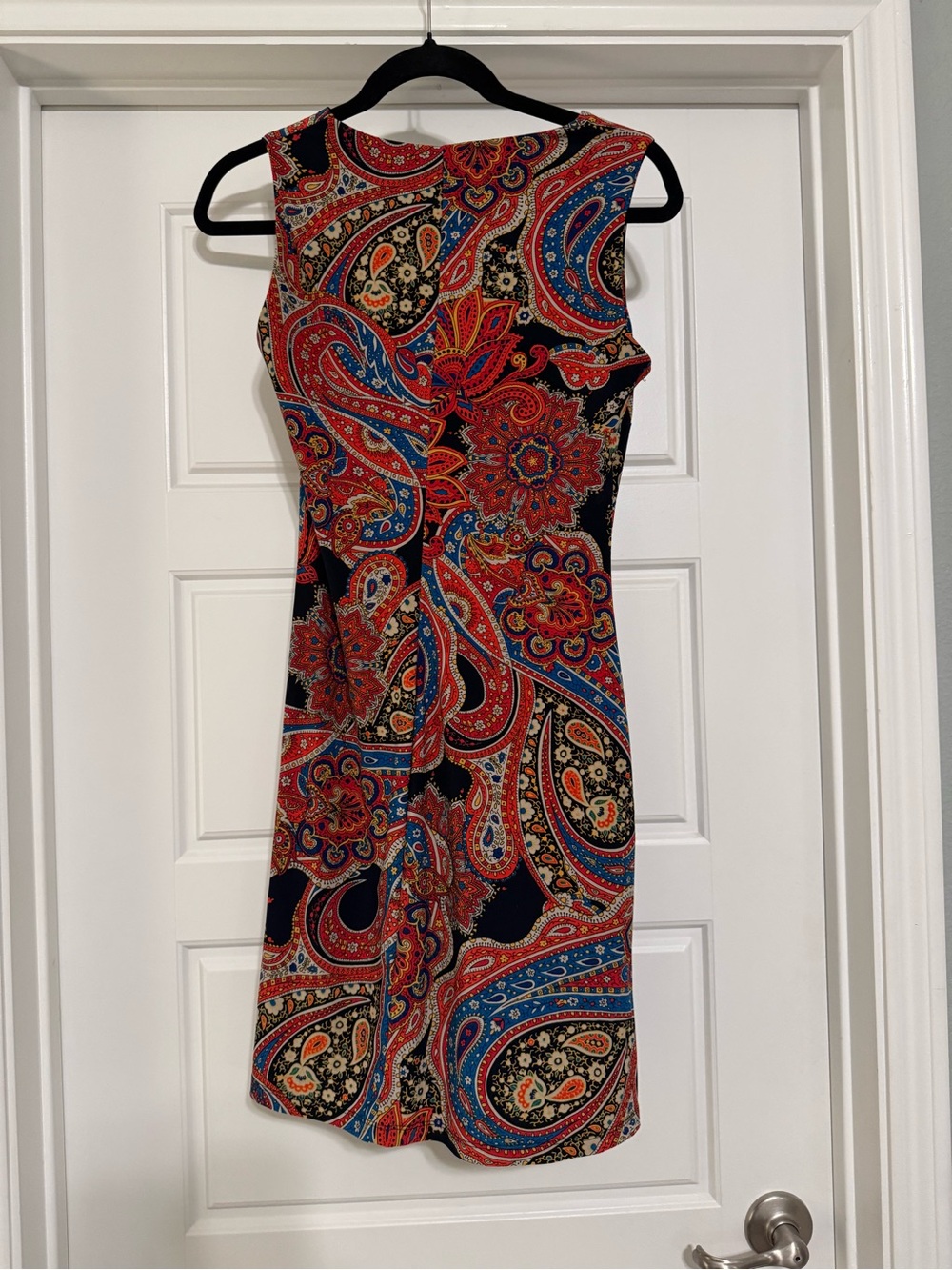 Tommy Hilfiger Red, Blue & Black Paisley Sleeveless Fit-and-Flare Dress